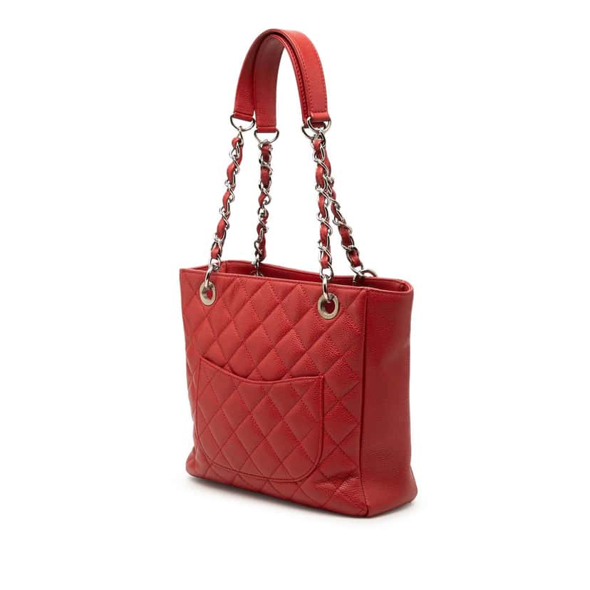 Chanel Caviar Petite Shopping Tote Red Leather Very good condition - Back View