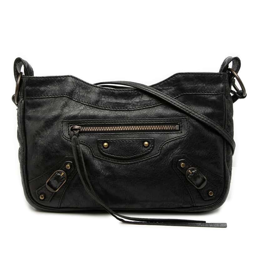 Balenciaga Lambskin Motocross Classic Hip Crossbody Black Leather Good condition - Front View