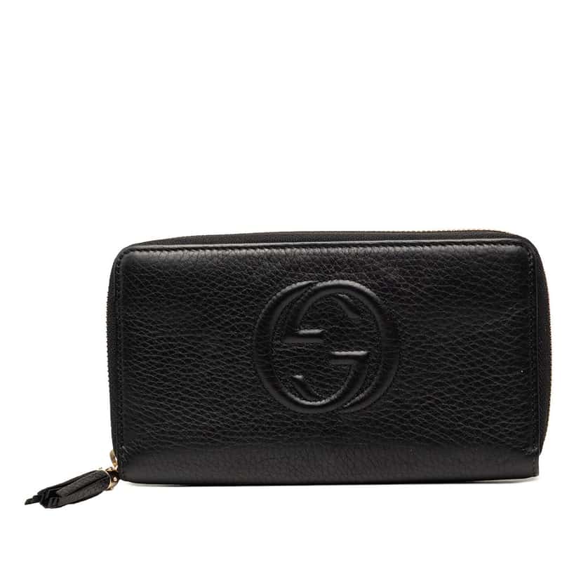 Gucci Calfskin Soho Zip Around Continental Wallet Black Leather Very good condition - Front View