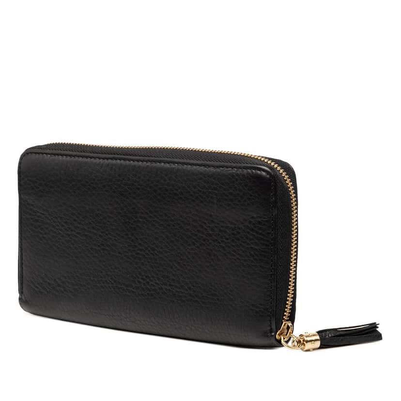 Gucci Calfskin Soho Zip Around Continental Wallet Black Leather Very good condition - Back View