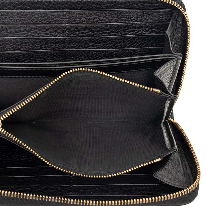 Gucci Calfskin Soho Zip Around Continental Wallet Black Leather Very good condition - Model View