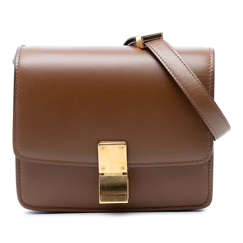 Celine Small Calfskin Classic Box Brown Leather Good condition - Front View