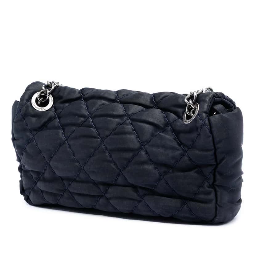 Chanel Medium CC Quilted Satin Single Flap Black Very good condition - Back View
