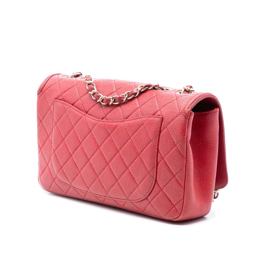 Chanel Medium Caviar CC Filigree Flap Red Leather Very good condition - Back View