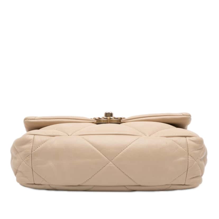 Chanel Medium Lambskin 19 Flap Beige Leather Very good condition - Inside View