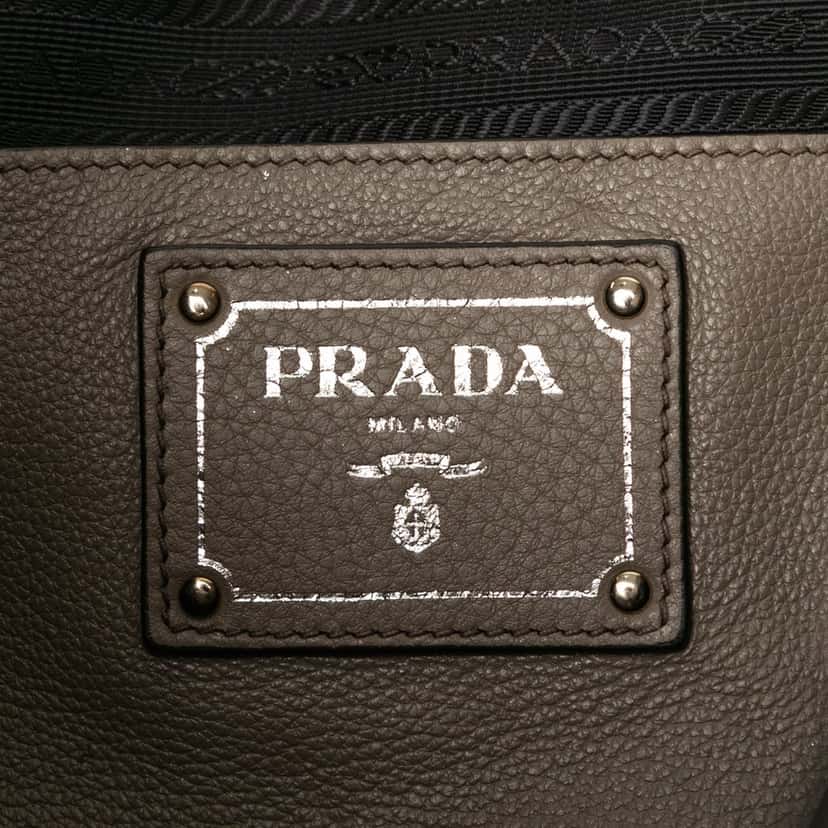 Prada Vitello Daino Side Zip Convertible Tote Brown Leather Very good condition - Box View