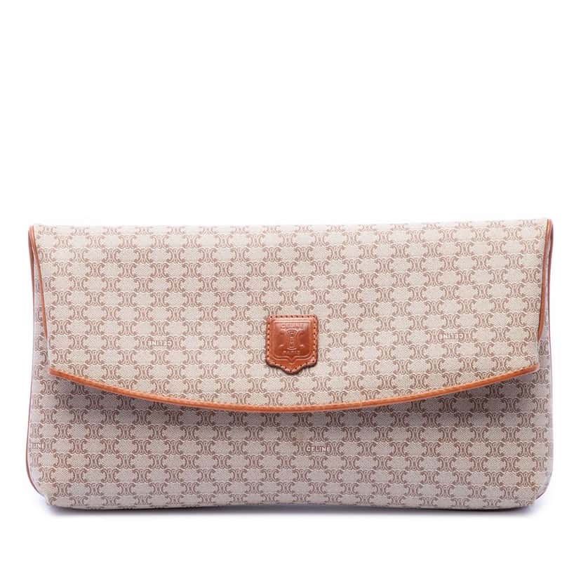Celine Macadam Coated Canvas Clutch Beige Very good condition - Front View