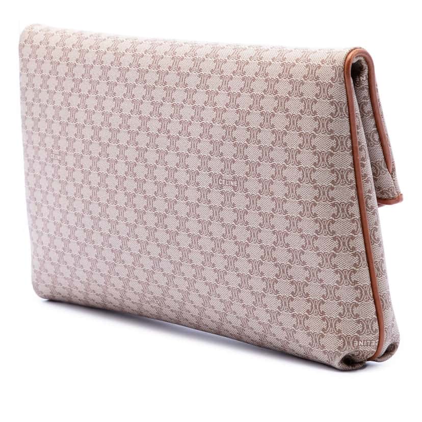 Celine Macadam Coated Canvas Clutch Beige Very good condition - Back View