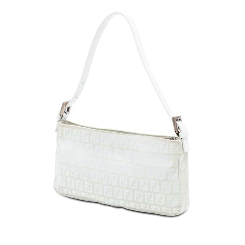 Fendi Zucchino Canvas Pochette White Very good condition - Back View