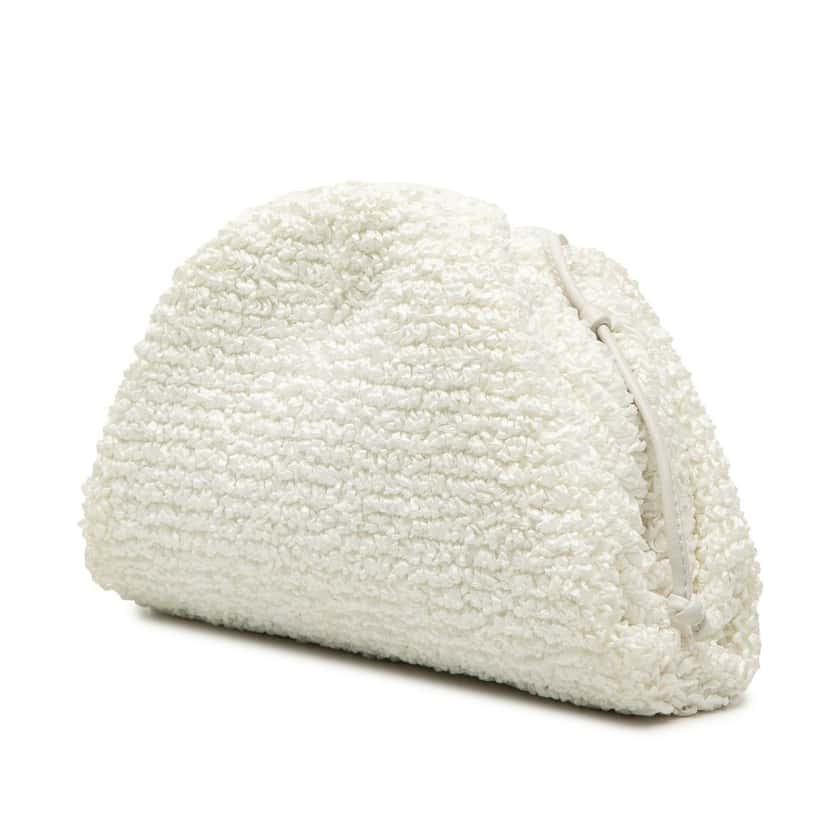 Bottega Veneta Boucle Raffia The Mini Pouch Crossbody White Very good condition - Back View