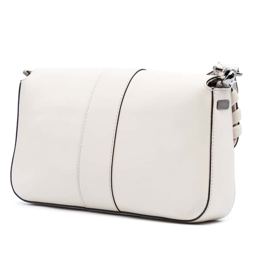 Fendi Whipstitch Leather Baguette Crossbody White Leather Very good condition - Back View