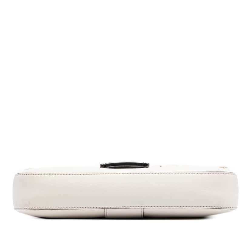 Fendi Whipstitch Leather Baguette Crossbody White Leather Very good condition - Inside View