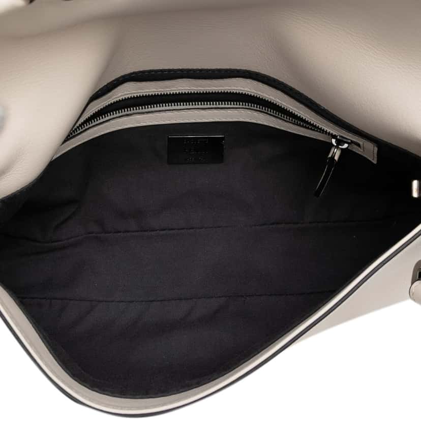 Fendi Whipstitch Leather Baguette Crossbody White Leather Very good condition - Model View
