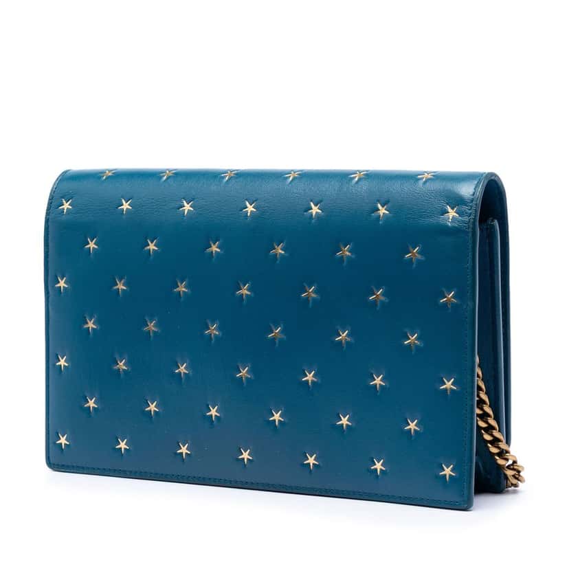 Saint Laurent Calfskin Star Print Classic Monogram Kate Tassel Wallet on Chain Blue Leather Very good condition - Back View