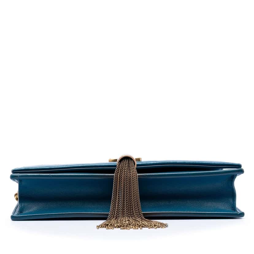 Saint Laurent Calfskin Star Print Classic Monogram Kate Tassel Wallet on Chain Blue Leather Very good condition - Inside View