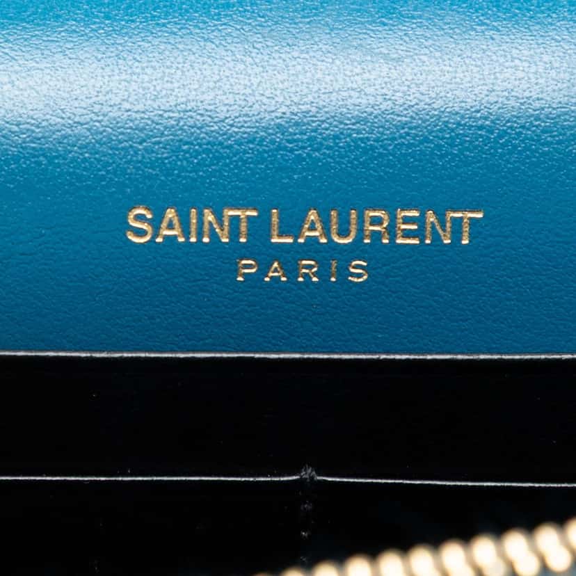 Saint Laurent Calfskin Star Print Classic Monogram Kate Tassel Wallet on Chain Blue Leather Very good condition - Box View