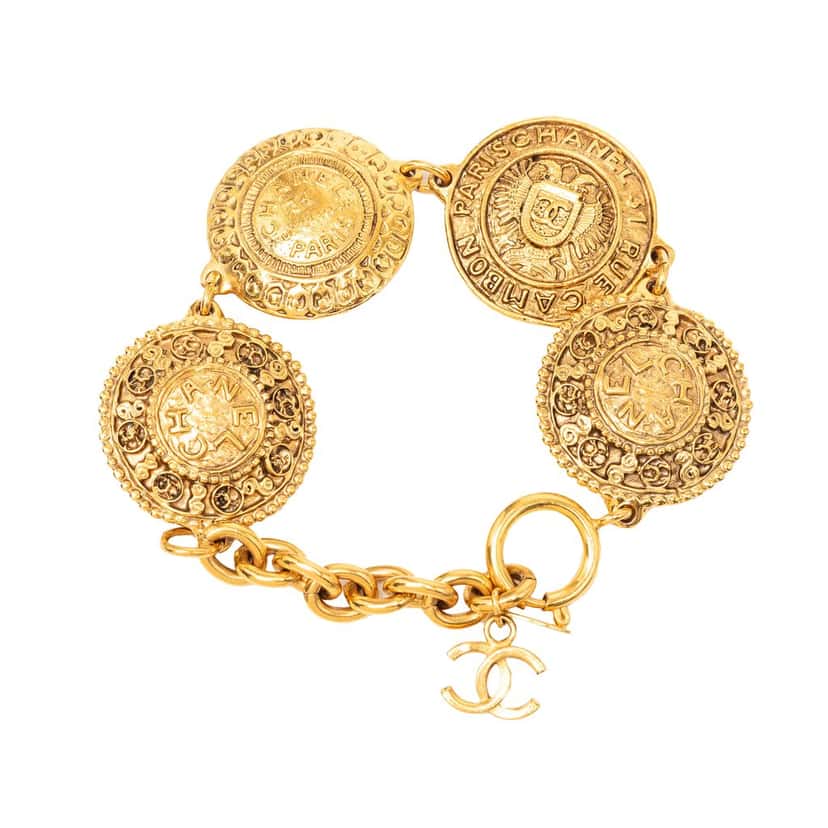 Chanel CC Gold Plated Medallion Link Bracelet Gold Metal Very good condition - Inside View