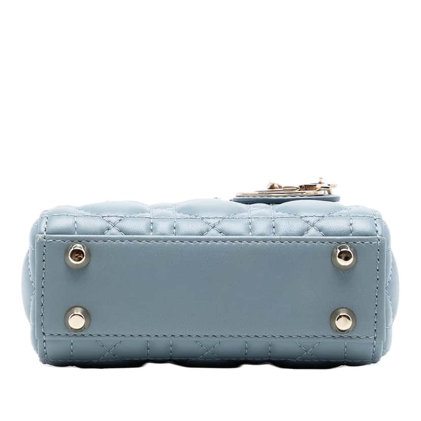 Dior Micro Lambskin Cannage Lady Dior Blue Leather Very good condition - Inside View