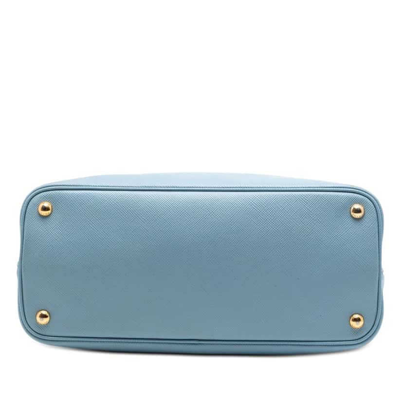Prada Medium Bicolor Saffiano Cuir Double Satchel Blue Leather Very good condition - Inside View