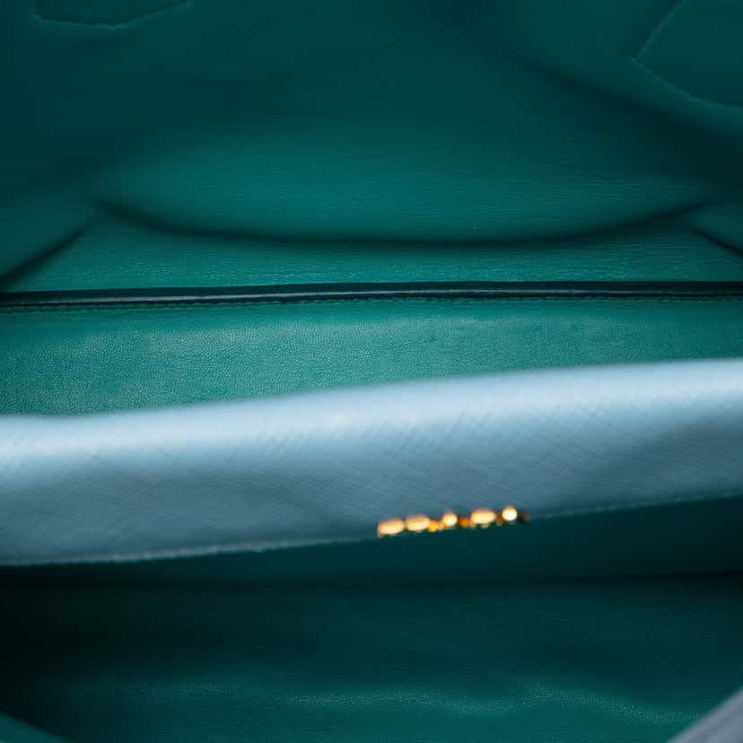 Prada Medium Bicolor Saffiano Cuir Double Satchel Blue Leather Very good condition - Model View