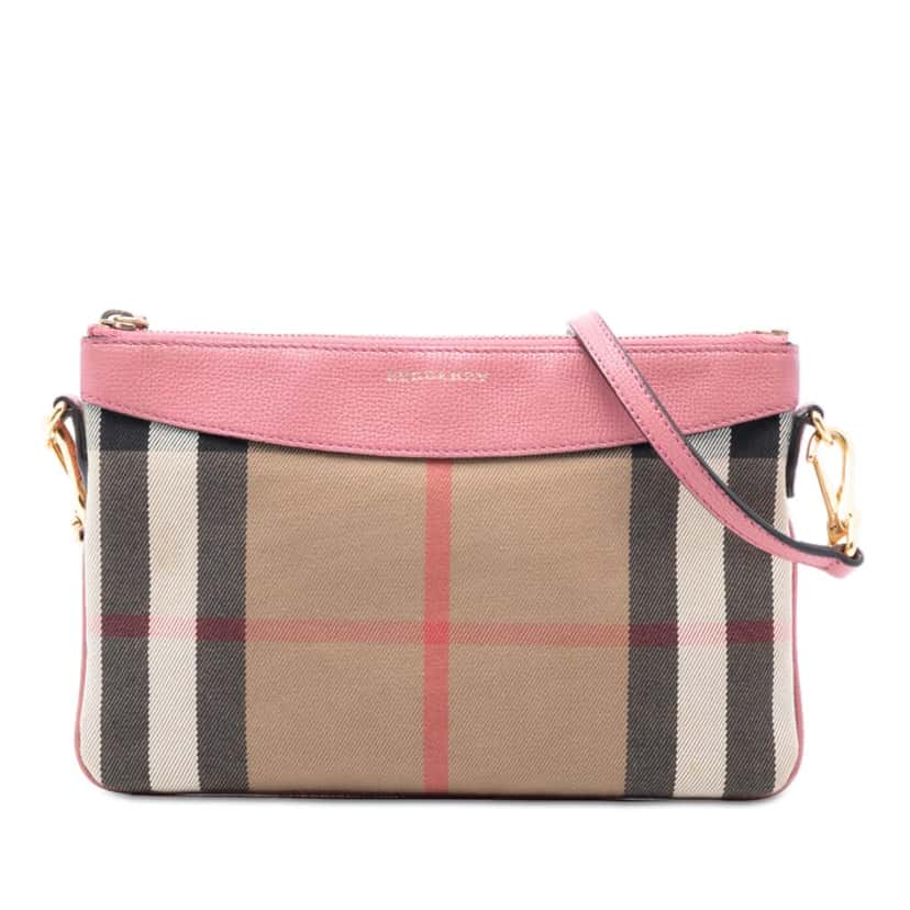 Burberry House Check Canvas Derby Peyton Crossbody Brown Very good condition - Front View