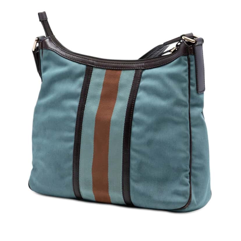 Gucci Canvas Web Shoulder Bag Blue Very good condition - Back View