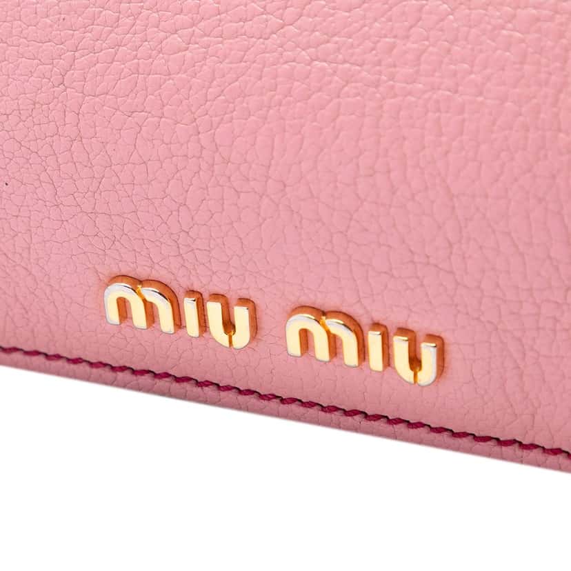 Miu Miu Bicolor Goatskin Madras Satchel Pink Leather Good condition - Box View