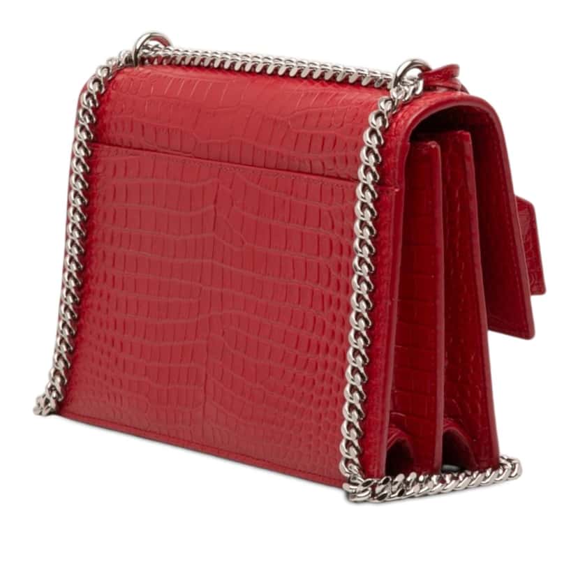 Saint Laurent Medium Croc Embossed Leather Monogram Sunset Crossbody Red Leather Very good condition - Back View