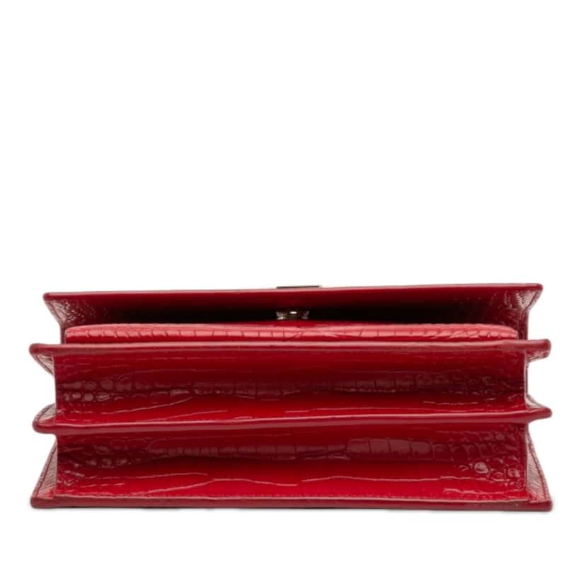 Saint Laurent Medium Croc Embossed Leather Monogram Sunset Crossbody Red Leather Very good condition - Inside View