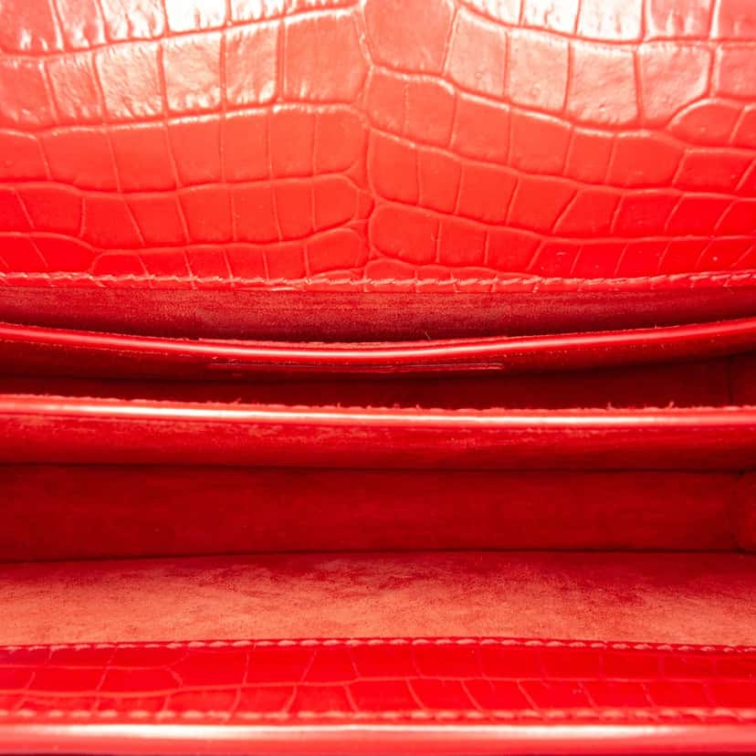 Saint Laurent Medium Croc Embossed Leather Monogram Sunset Crossbody Red Leather Very good condition - Model View