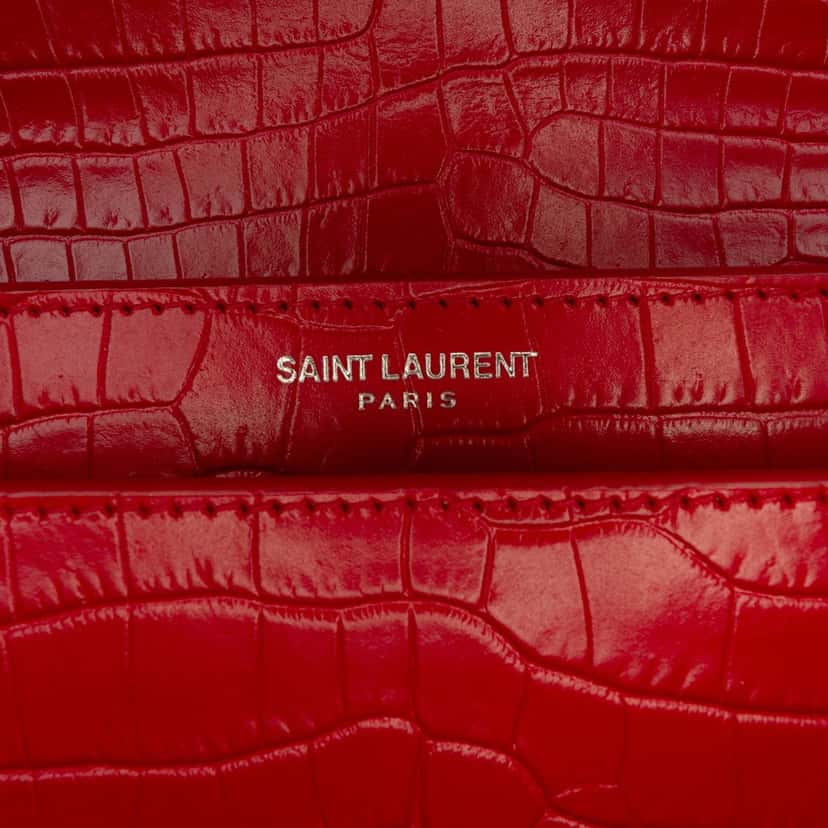 Saint Laurent Medium Croc Embossed Leather Monogram Sunset Crossbody Red Leather Very good condition - Box View