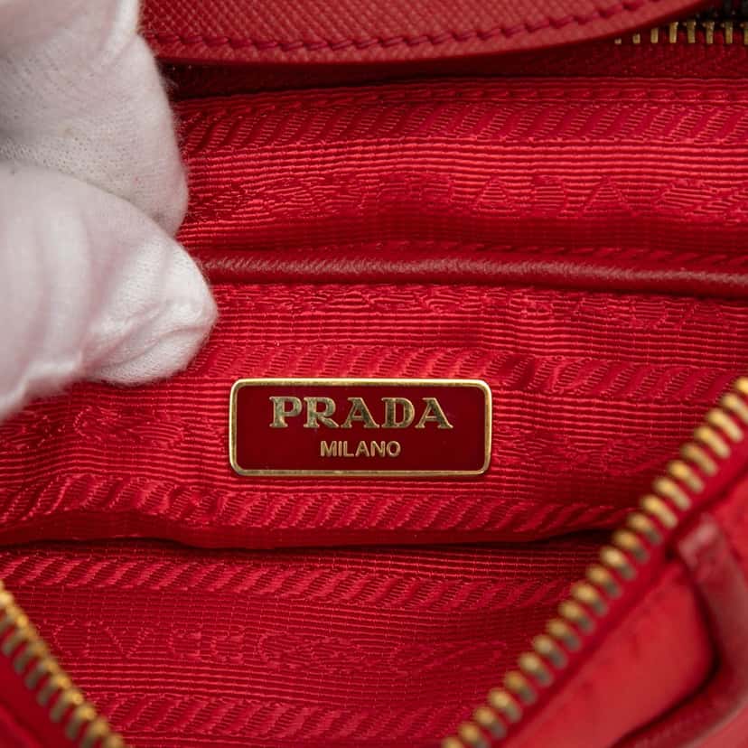 Prada Saffiano Trimmed Tessuto Crossbody Red Very good condition - Box View