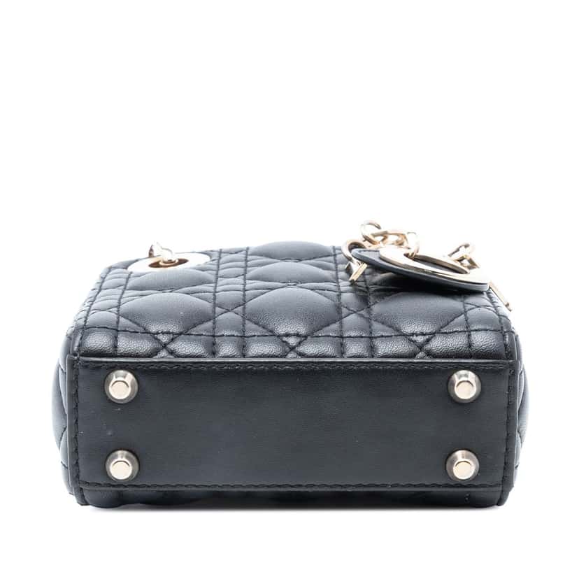 Dior Micro Lambskin Cannage Lady Dior Black Leather Very good condition - Inside View
