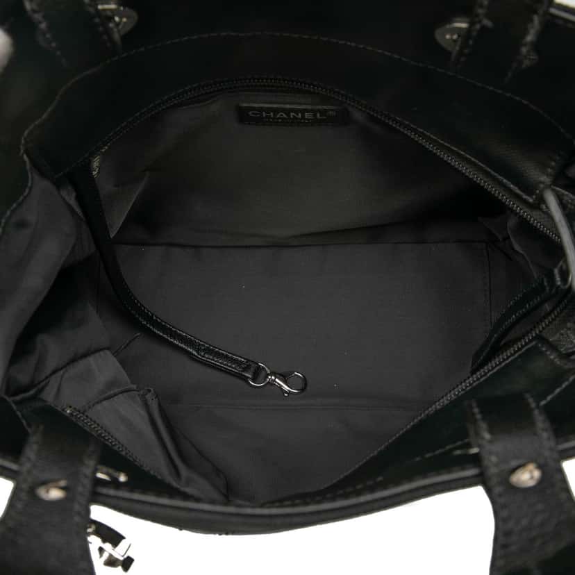 Chanel Small Quilted Coated Canvas Paris Biarritz Tote Black Very good condition - Model View