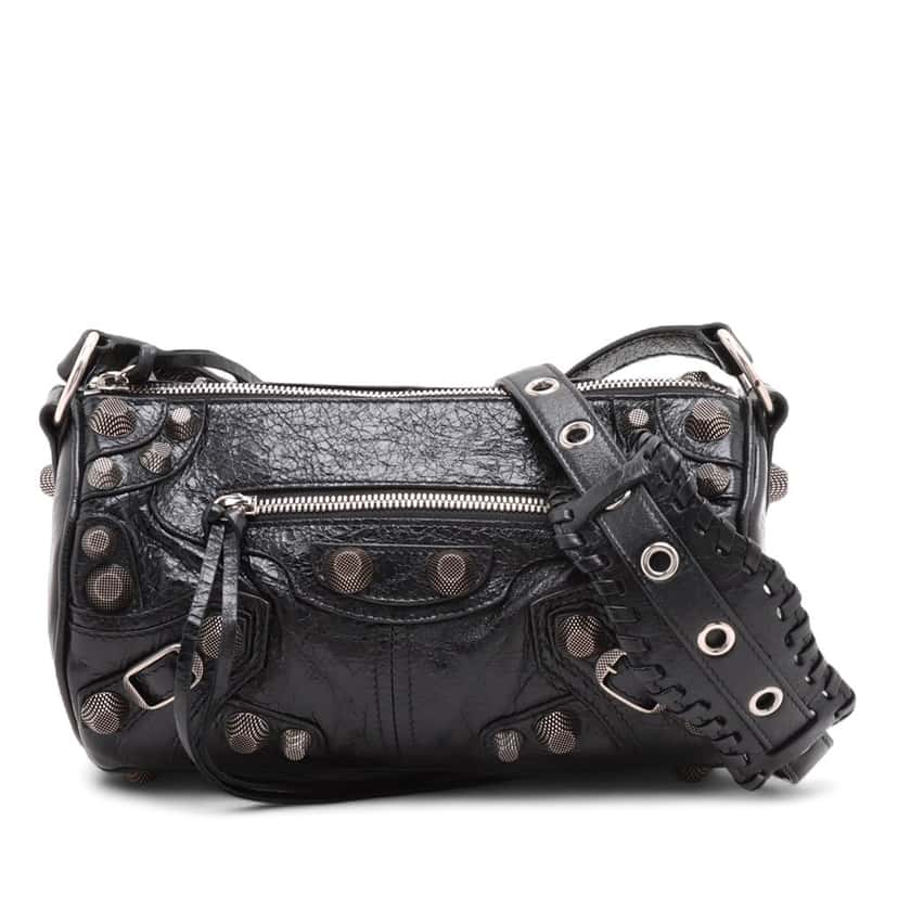 Balenciaga Lambskin Motocross Le Cagole Cylinder Crossbody Black Leather Very good condition - Front View