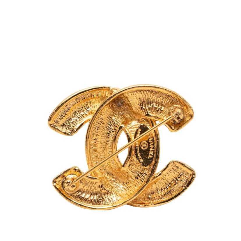 Chanel CC Quilted Gold Plated Pin Brooch Gold Metal Very good condition - Back View