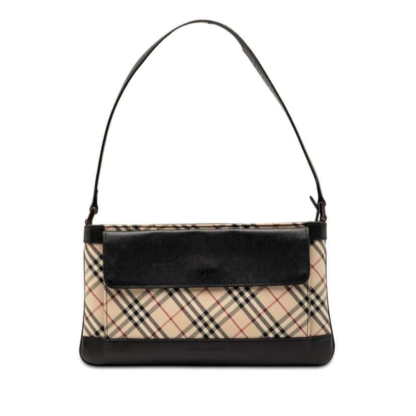 Burberry Nova Check Canvas Shoulder Bag Beige Very good condition - Front View