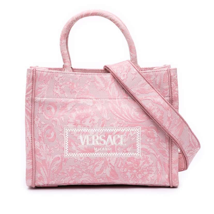 Versace Small Canvas Barocco Athena Tote Pink Very good condition - Front View