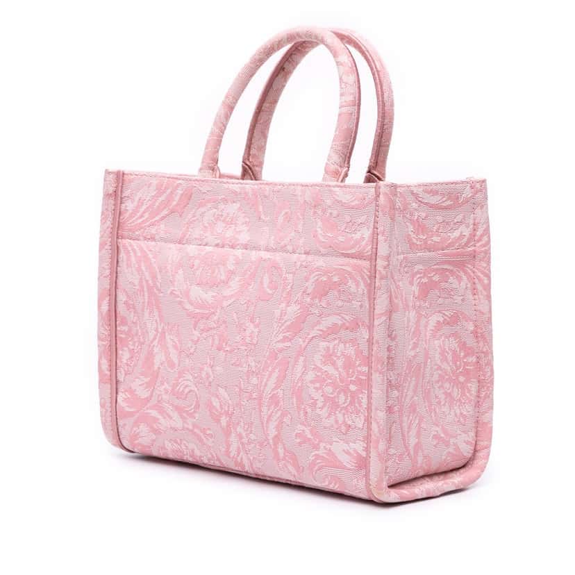 Versace Small Canvas Barocco Athena Tote Pink Very good condition - Back View