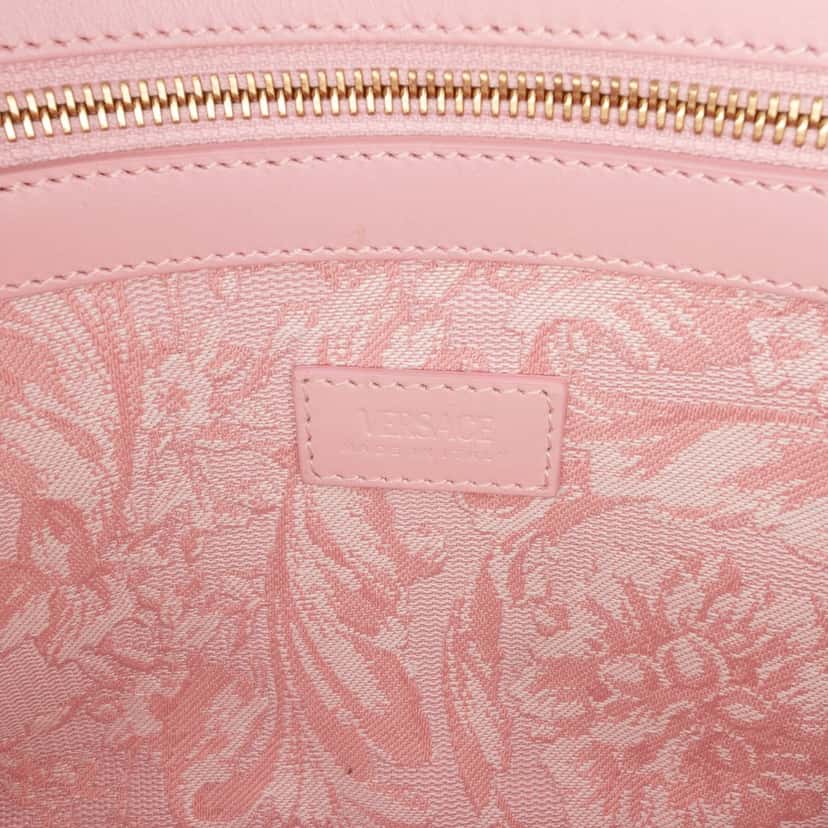 Versace Small Canvas Barocco Athena Tote Pink Very good condition - Box View