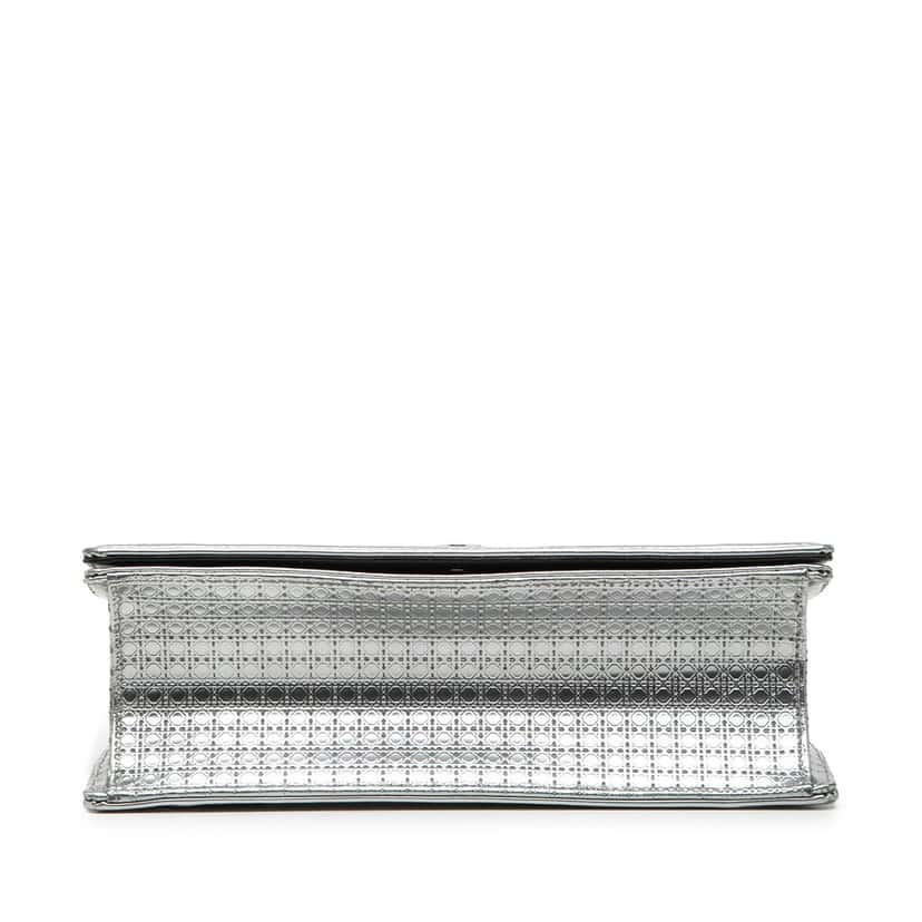 Dior Medium Metallic Patent Microcannage Diorama Flap Silver Leather Good condition - Inside View