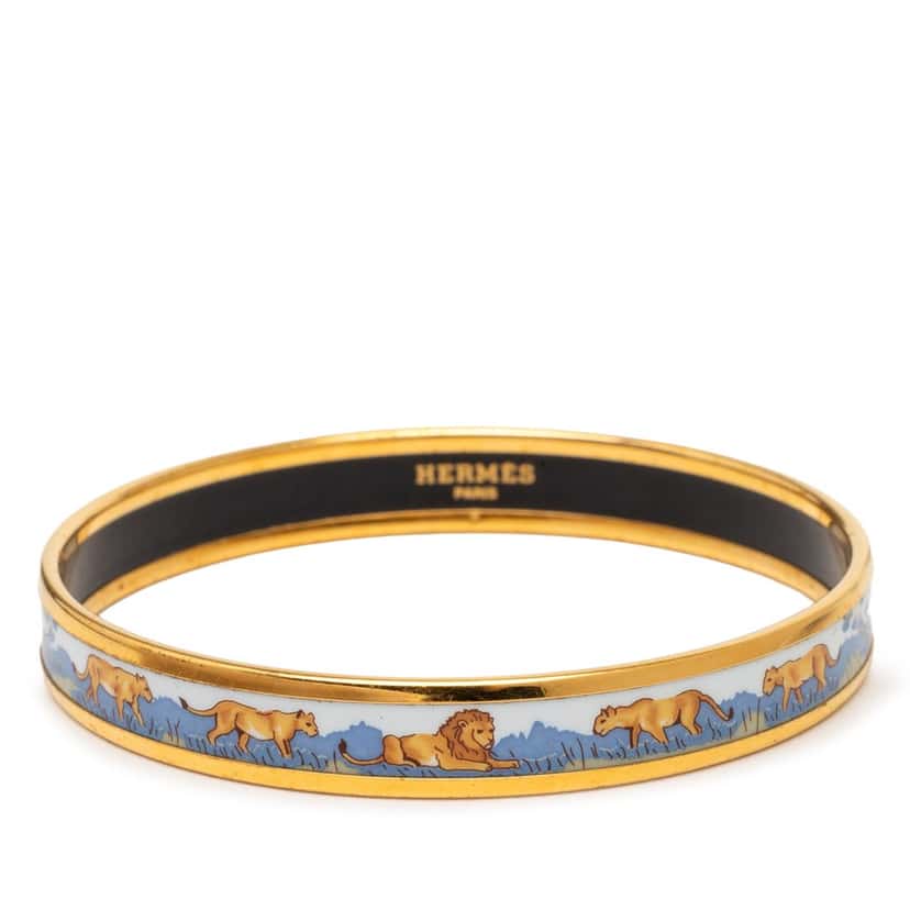 Hermès Narrow Safari Enamel Bangle 65 Blue Very good condition - Front View