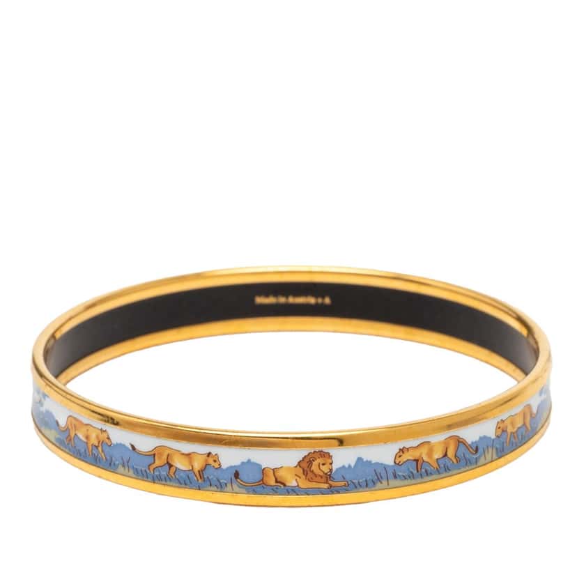 Hermès Narrow Safari Enamel Bangle 65 Blue Very good condition - Inside View