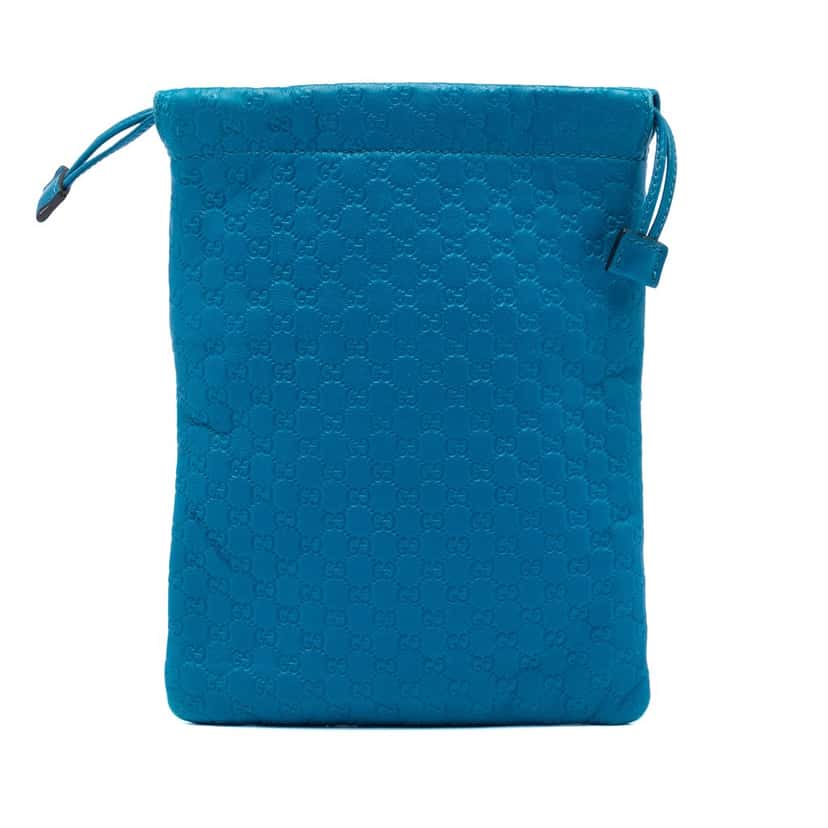 Gucci Microguccissima Drawstring Pouch Blue Leather Very good condition - Front View
