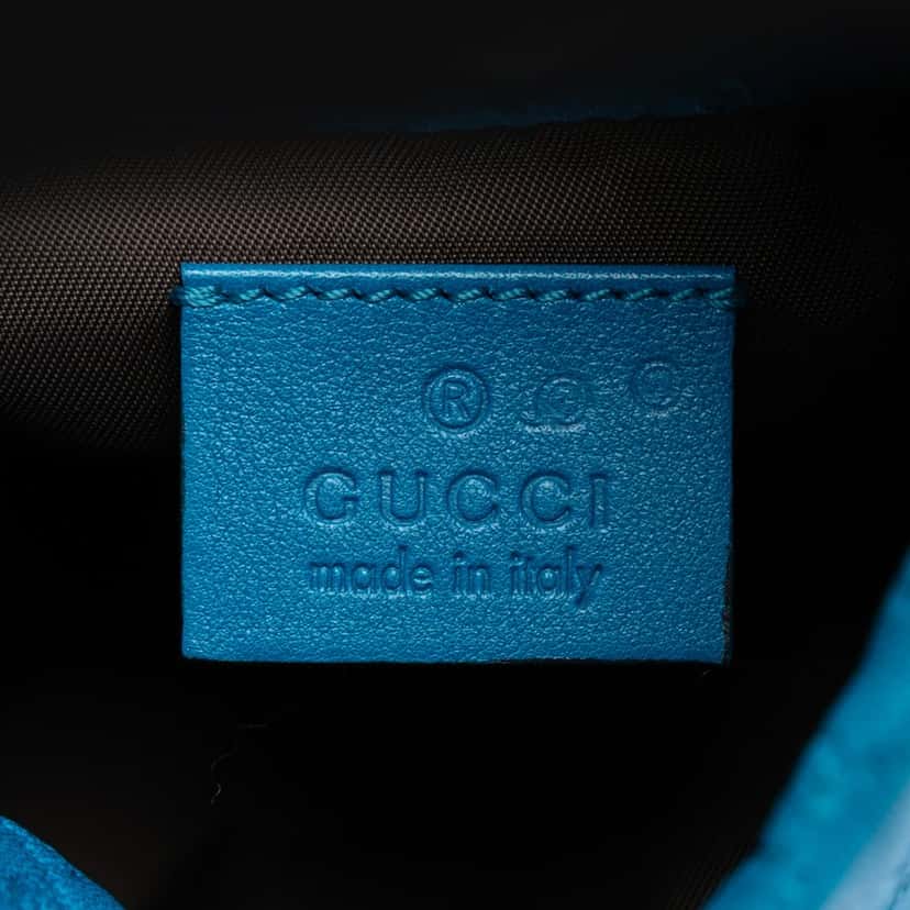 Gucci Microguccissima Drawstring Pouch Blue Leather Very good condition - Box View