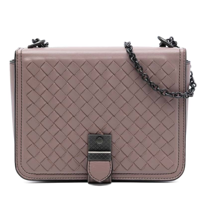 Bottega Veneta Small Nappa Intrecciato Runway Shoulder Bag Pink Leather Very good condition - Front View