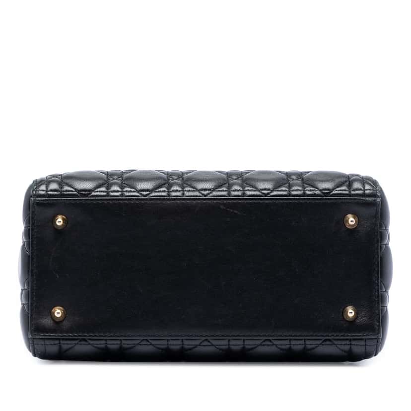 Dior Medium Lambskin Cannage Lady Dior Black Leather Very good condition - Inside View