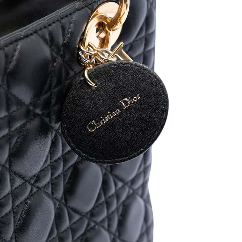 Dior Medium Lambskin Cannage Lady Dior Black Leather Very good condition - Box View