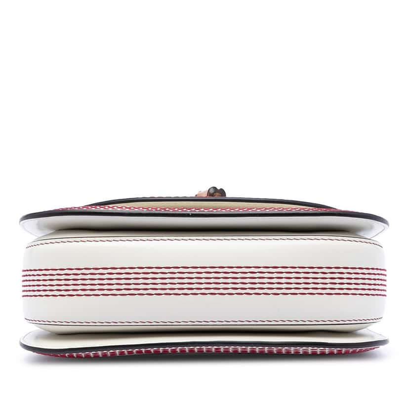 Gucci Small Calfskin Stitched Bamboo 1947 Top Handle Bag White Leather Very good condition - Inside View