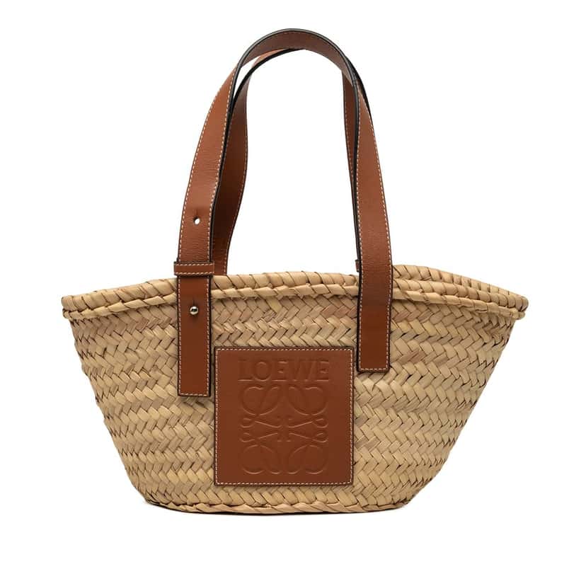 LOEWE Small Raffia Anagram Basket Tote Beige Very good condition - Front View